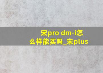 宋pro dm-i怎么样能买吗_宋plus